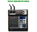 6 channel power amplifier mixer with 2 handheld wireless microphones and various input options