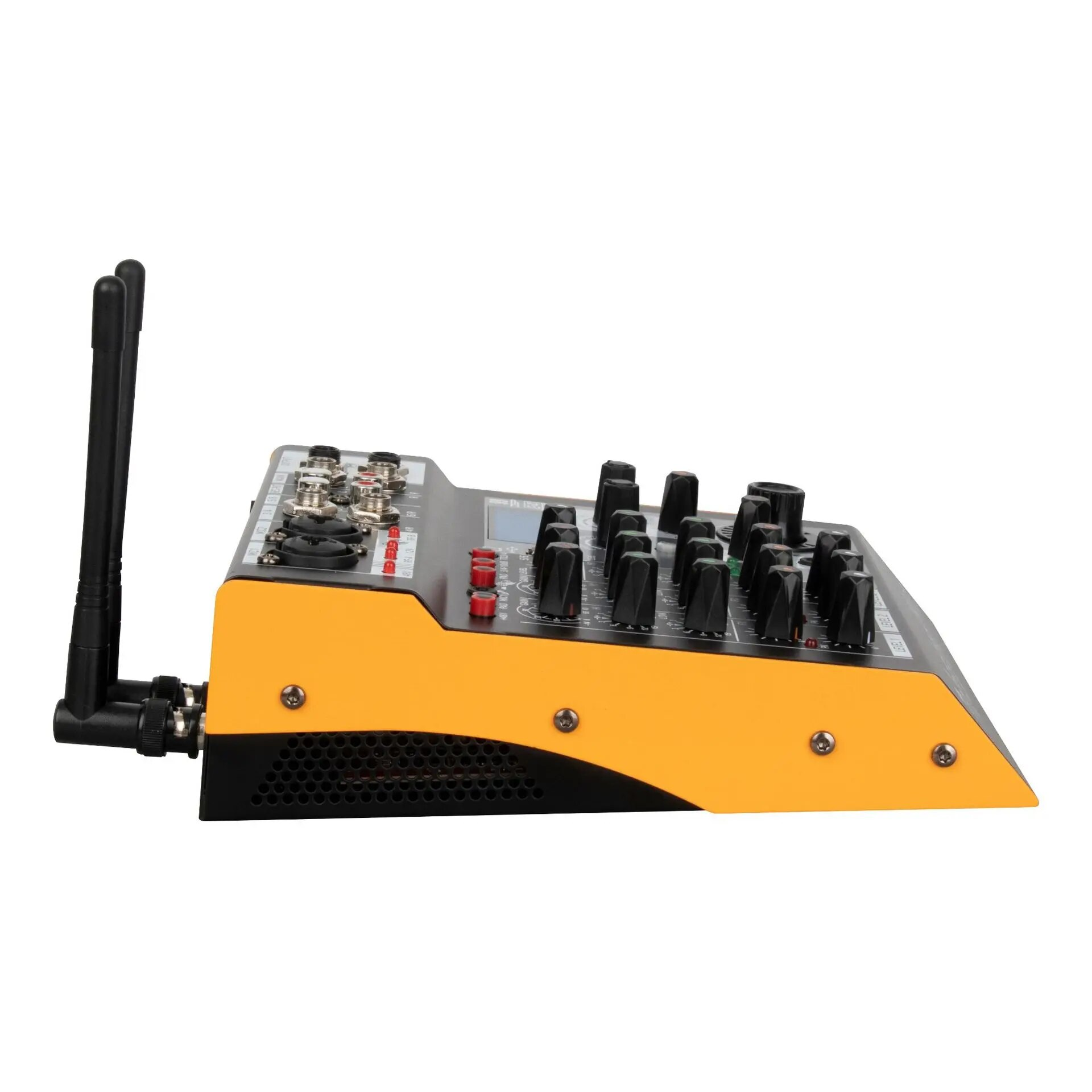 6 channel power amplifier mixer featuring two handheld wireless microphones for enhanced audio control