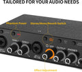 Professional USB audio interface with gain controls, phantom power, and stereo/mono switch features
