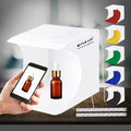 LED Photo box for product photography with adjustable colored backdrops and smartphone snapshot demonstration