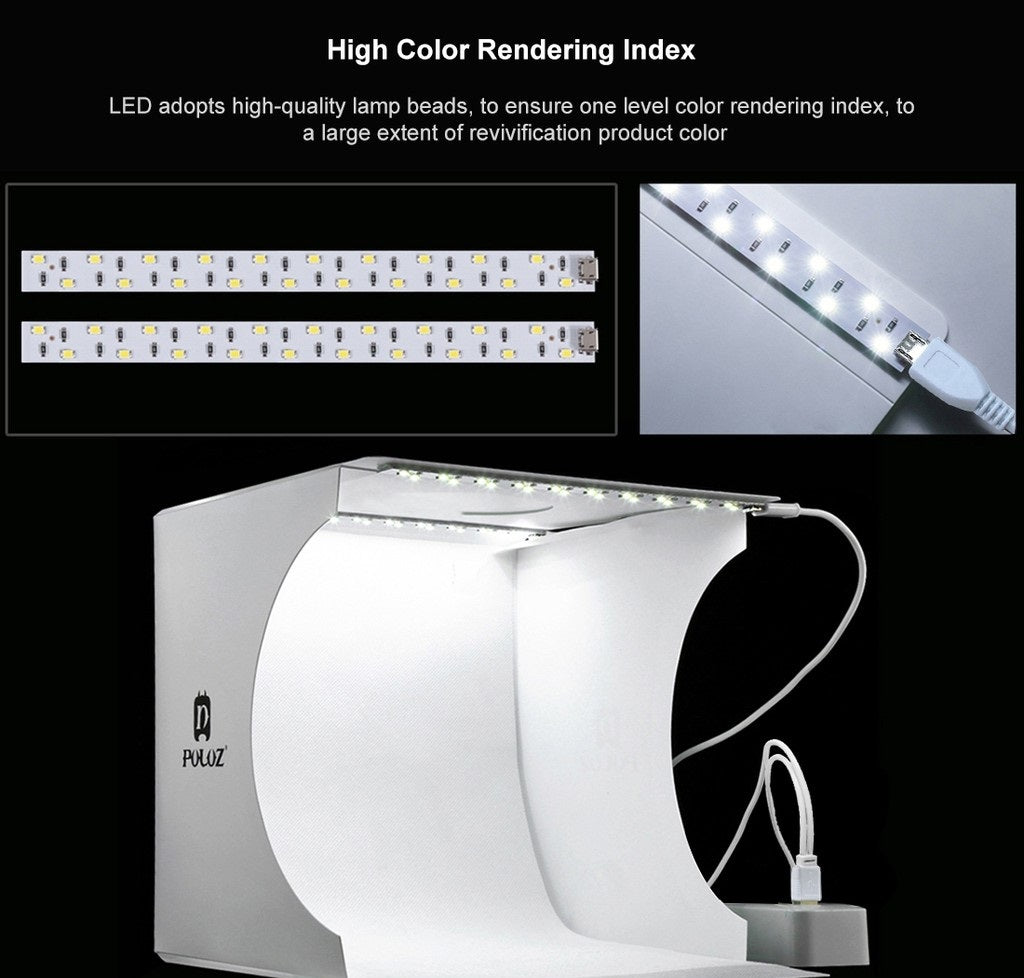 LED Photo box for product photography featuring high-quality lamp beads for accurate color rendering
