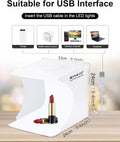 Compact LED photo box for product photography with USB interface and adjustable lighting