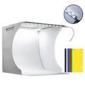 Mini Photography Box with LED lights for product photography featuring colorful backdrops