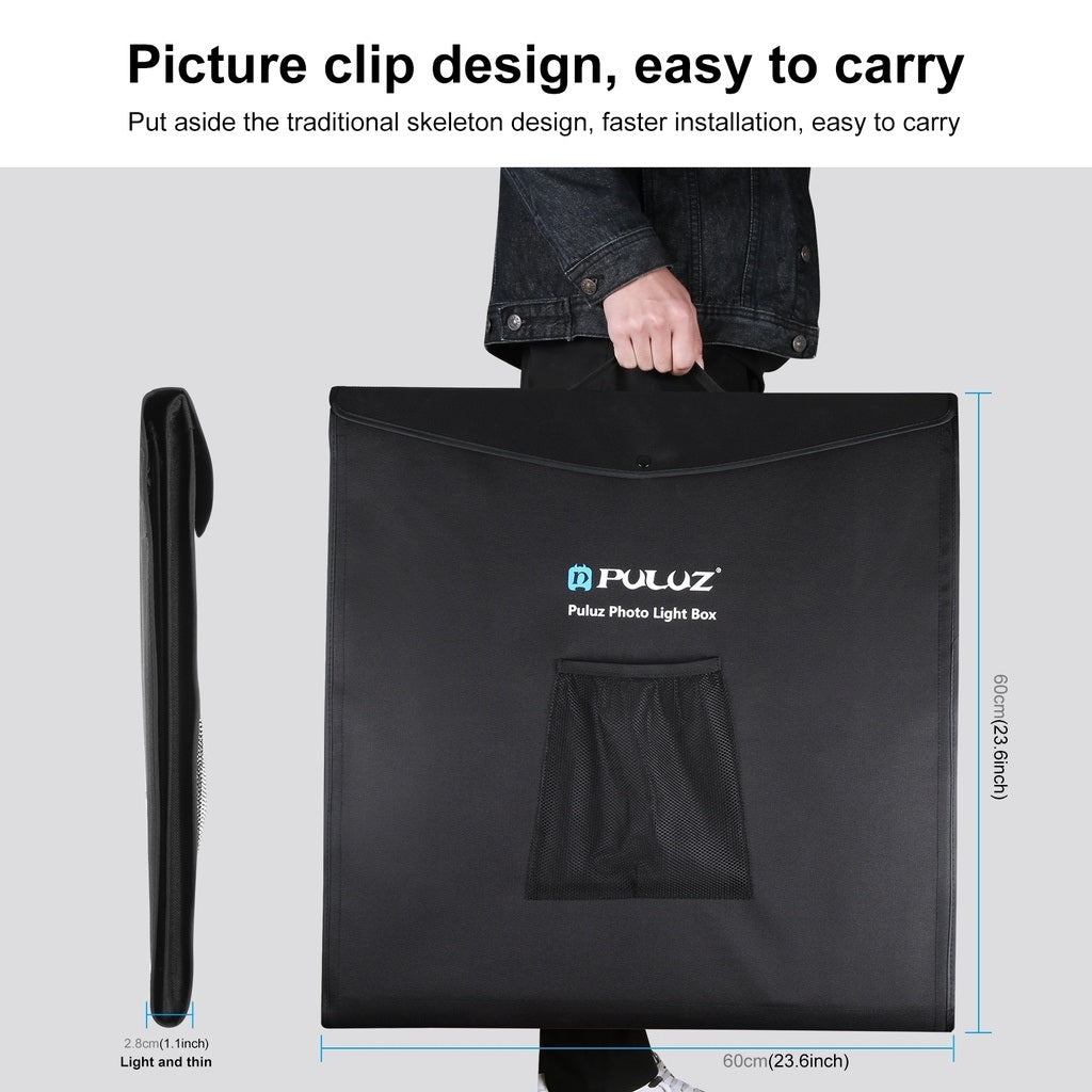 Folding Portable Ring Light for a portable photo studio box, featuring a compact and easy-to-carry design.
