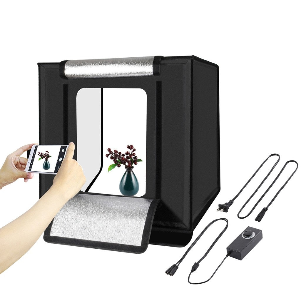 Folding Portable Ring Light for creating a portable photo studio box setup