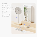 Qualitell E2 mosquito killer trap includes swatter, charging cable, mosquito attractants, and hanging kit
