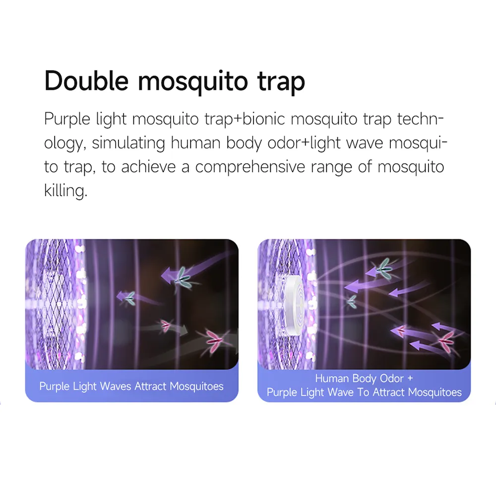 Qualitell E2 mosquito killer trap with purple light and bionic technology to attract and kill mosquitoes