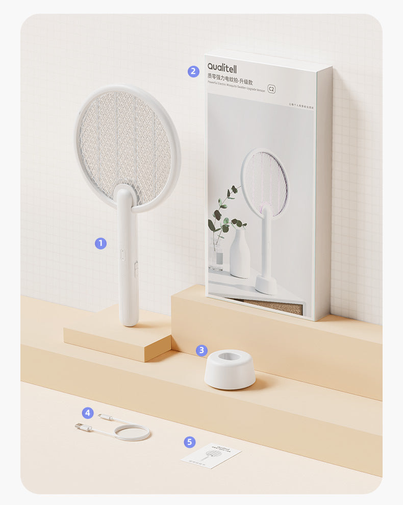 VMIDirect Electric Mosquito Racket displayed with packaging and accessories for effective insect control