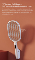Rechargeable Mosquito Swatter 2000mAh with 15-inch incline for effective mosquito control