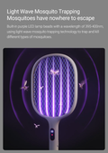 Rechargeable Mosquito Swatter 2000mAh with built-in purple LED lamp for effective mosquito trapping