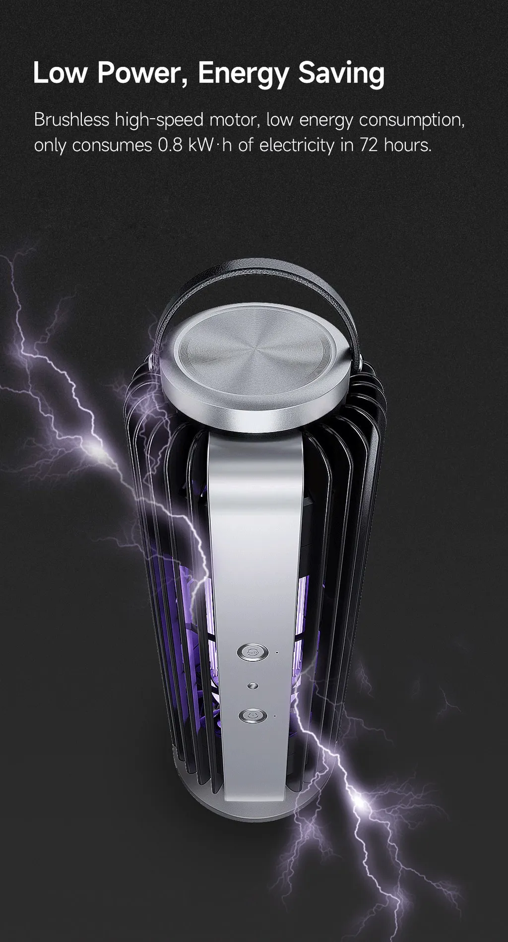 Rechargeable insect trap for indoor and outdoor with low power consumption and high-speed motor