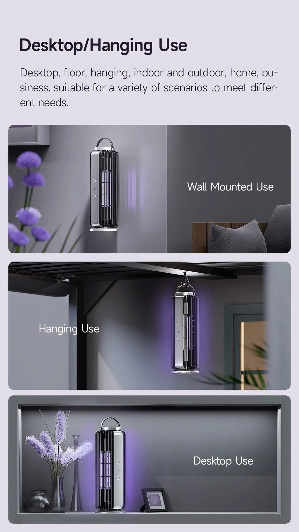 Rechargeable insect trap for indoor and outdoor with sleek design and effective bug attraction