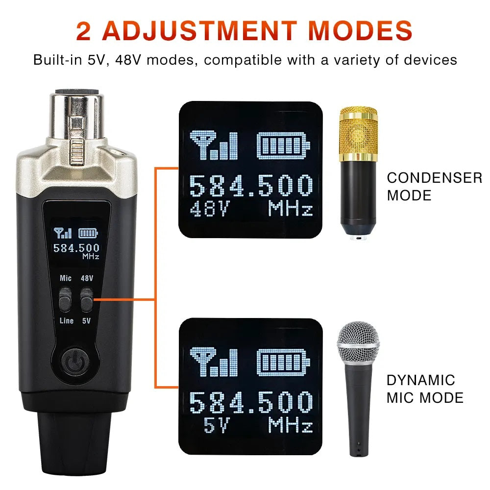 UHF Wireless Microphone System with rechargeable XLR microphone transmitter and accessories