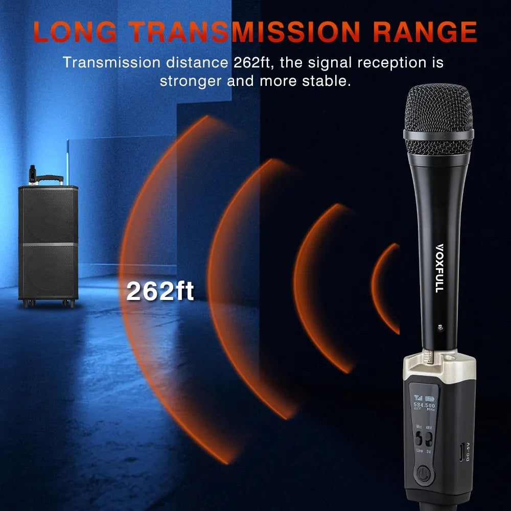 UHF Wireless Microphone System with rechargeable XLR microphone transmitter for clear audio reception