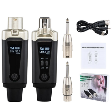 UHF Wireless Microphone System with rechargeable XLR microphone transmitter and accessories