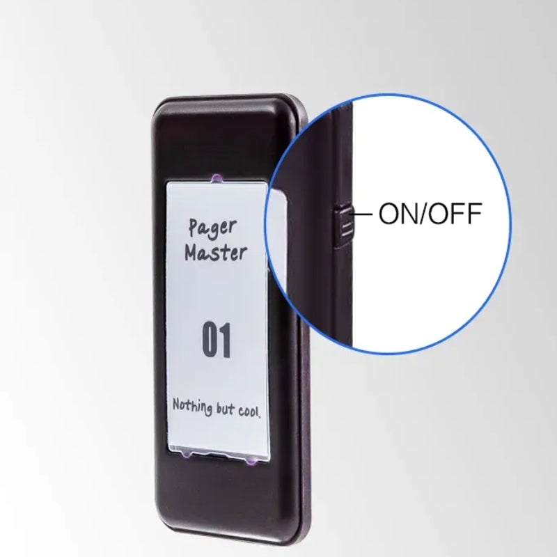Restaurant Guest Paging System with Pager Master device featuring on off switch