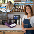 Restaurant Guest Paging System showing waitress using it to notify customers to pick up meals