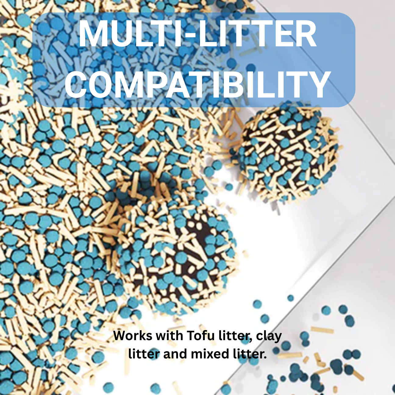 VMIDirect Multi-Litter Compatible Cat Litter Box with scooper se lite functionality for various litter types