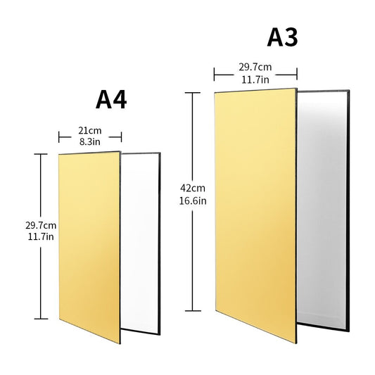 Foldable Standing Cardboard Reflector for Photography A4 (21*29cm) Gold and White (BZYA04)