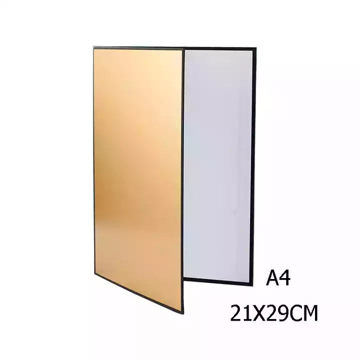 Foldable Standing Cardboard Reflector for Photography A4 (21*29cm) Gold and White (BZYA04)