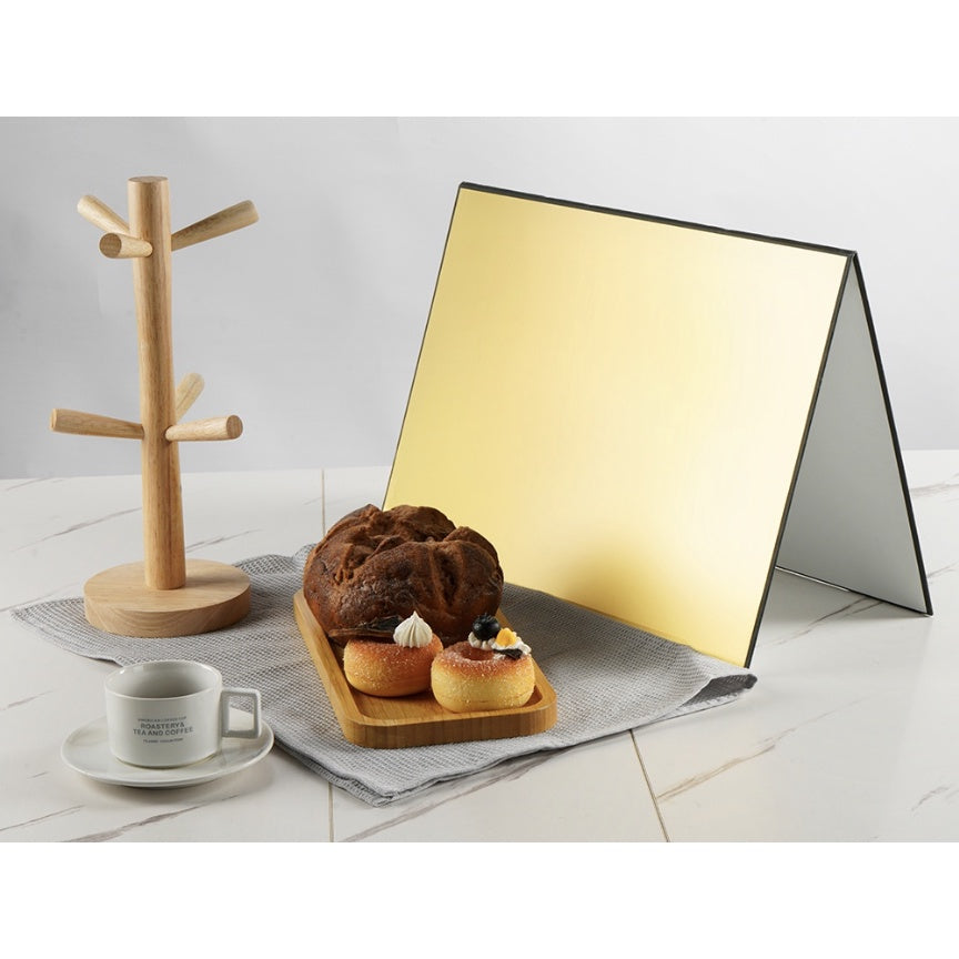 Foldable Standing Cardboard Reflector for Photography A4 (21*29cm) Gold and White (BZYA04)