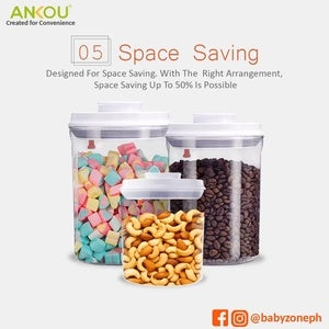 Ankou Airtight 1 Touch Button Clear Container With Scoop Spoon and Holder 800ML ROUND Milk Powder