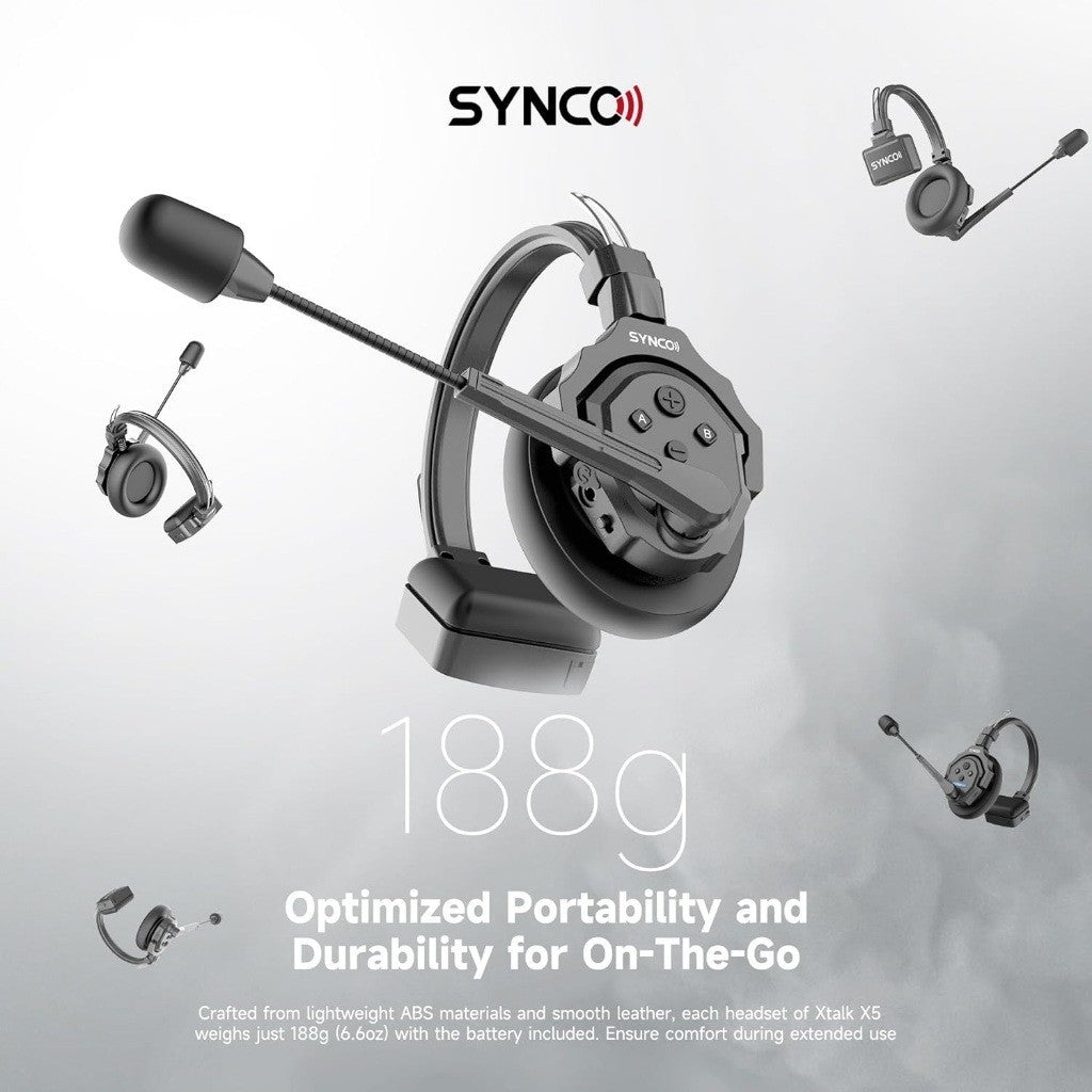 SYNCO XTalk X9 2.4GHz Wireless Headset with Microphone Intercom System Random Master Device Design VMI Direct