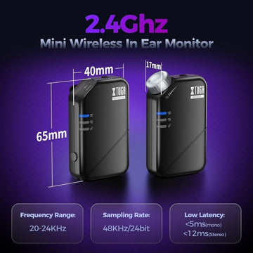 XTUGA J02S Stereo Wireless in Ear Monitor System 2.4G One Transmitter to Multi Receiver