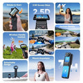 VMIDirect 4K Action Camera with 2.5D Screen, Six-axis Gyro Stabilization, and Detachable Design