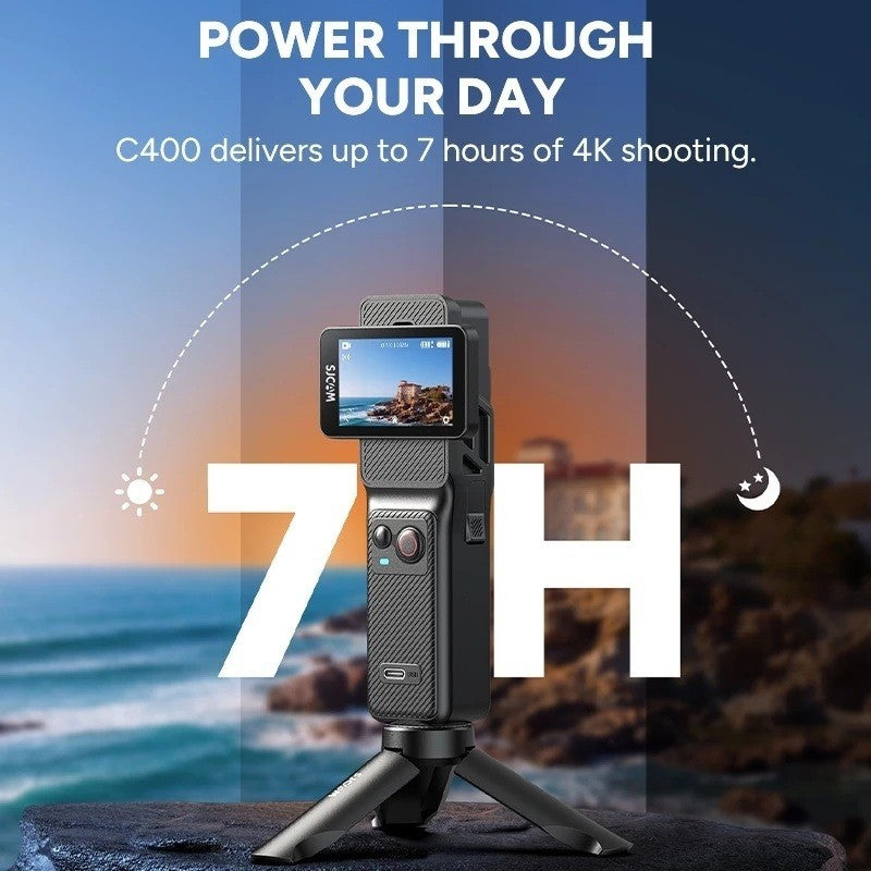 VMIDirect 4K Action Camera with 7 hours of shooting time and built-in display for seamless recording
