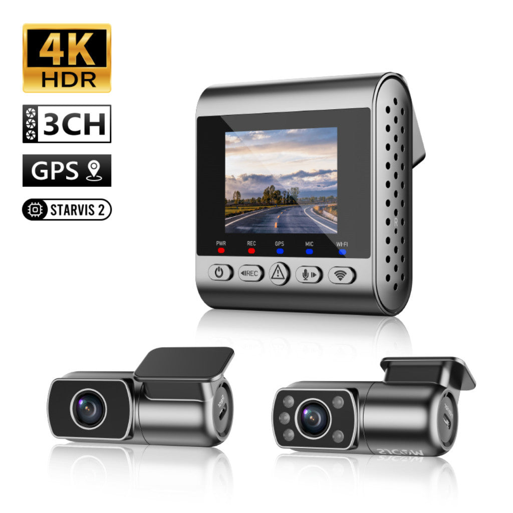 VMIDirect 4K Dash Cam with GPS and dual camera setup for enhanced road safety