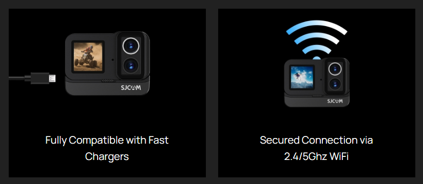 VMIDirect 4K Wi-Fi Sports Camcorder with dual display and fast charging compatibility