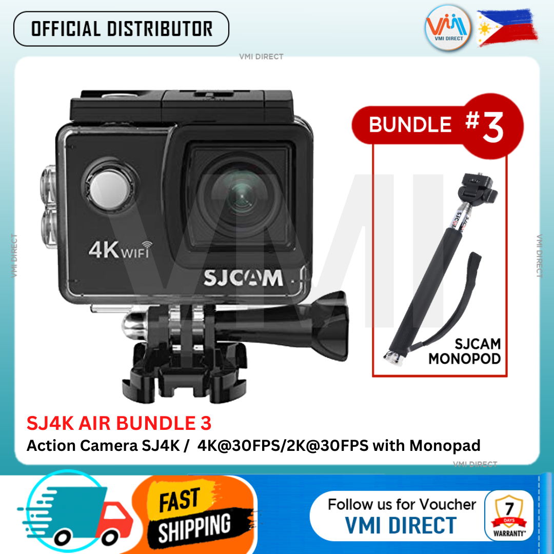 VMIDirect SJ4K Air Bundle with Action Camera 4K Ultra HD Pocket and monopod for versatile shooting