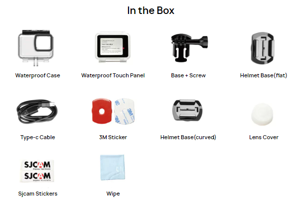 VMIDirect Action Camera accessories including Active Dual Screen, waterproof case, and more