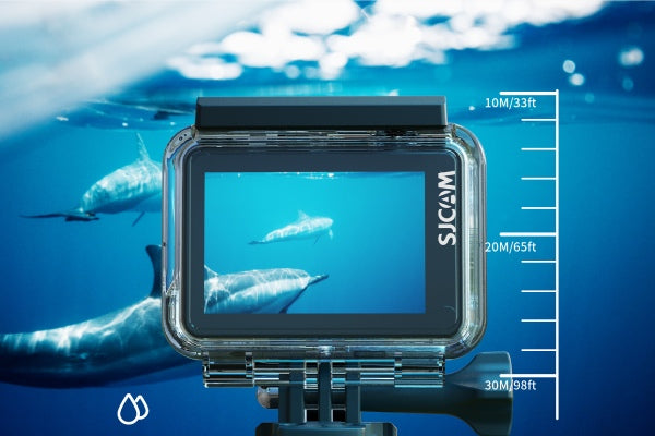 SJCam Action Camera with Active Dual Screen Capturing Dolphins Underwater