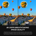 Comparison of 4K and Dual Lens 8K Action Camera quality with hot air balloons in the sky