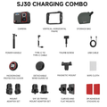 VMIDirect Dual Lens 8K Action Camera with accessories including power handle and storage bag