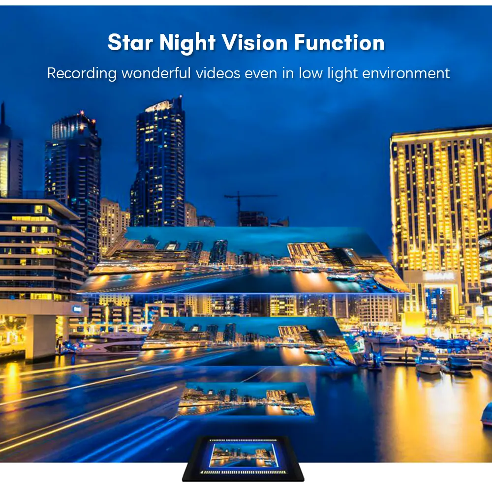 VMIDirect Dual Touchscreen 4K Modular Action Camera showcasing Star Night Vision for low light recording