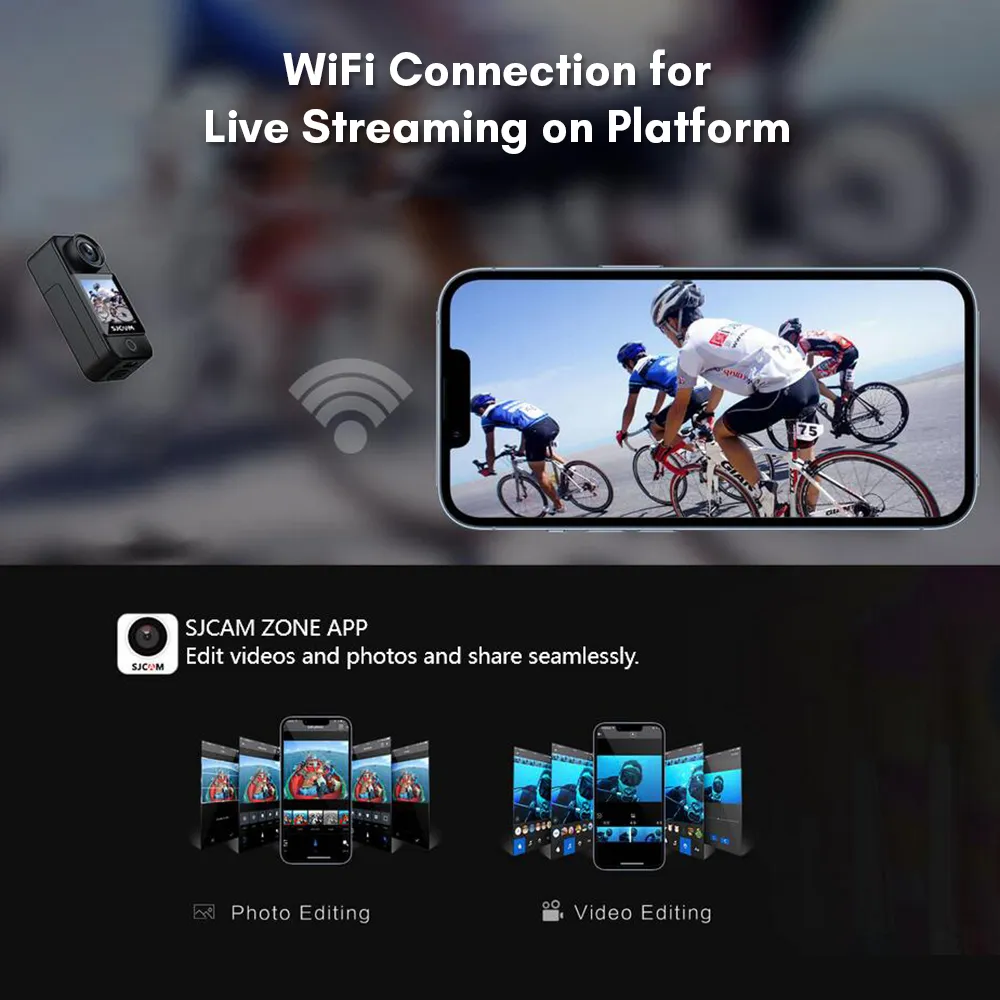 VMIDirect Dual Touchscreen 4K Modular Action Camera with WiFi for live streaming and photo editing