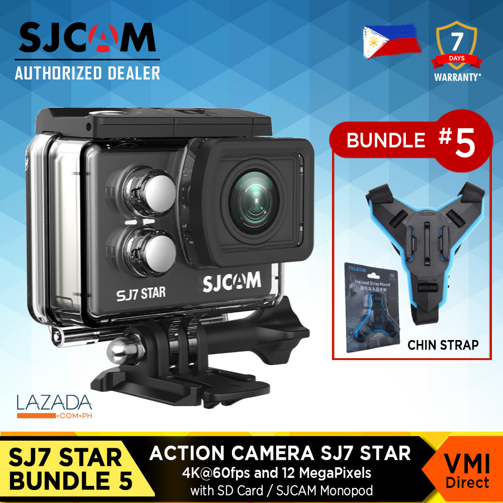 SJCam SJ7 Star Action Camera Bundle with Helmet Vlogging Camera accessories and SD Card