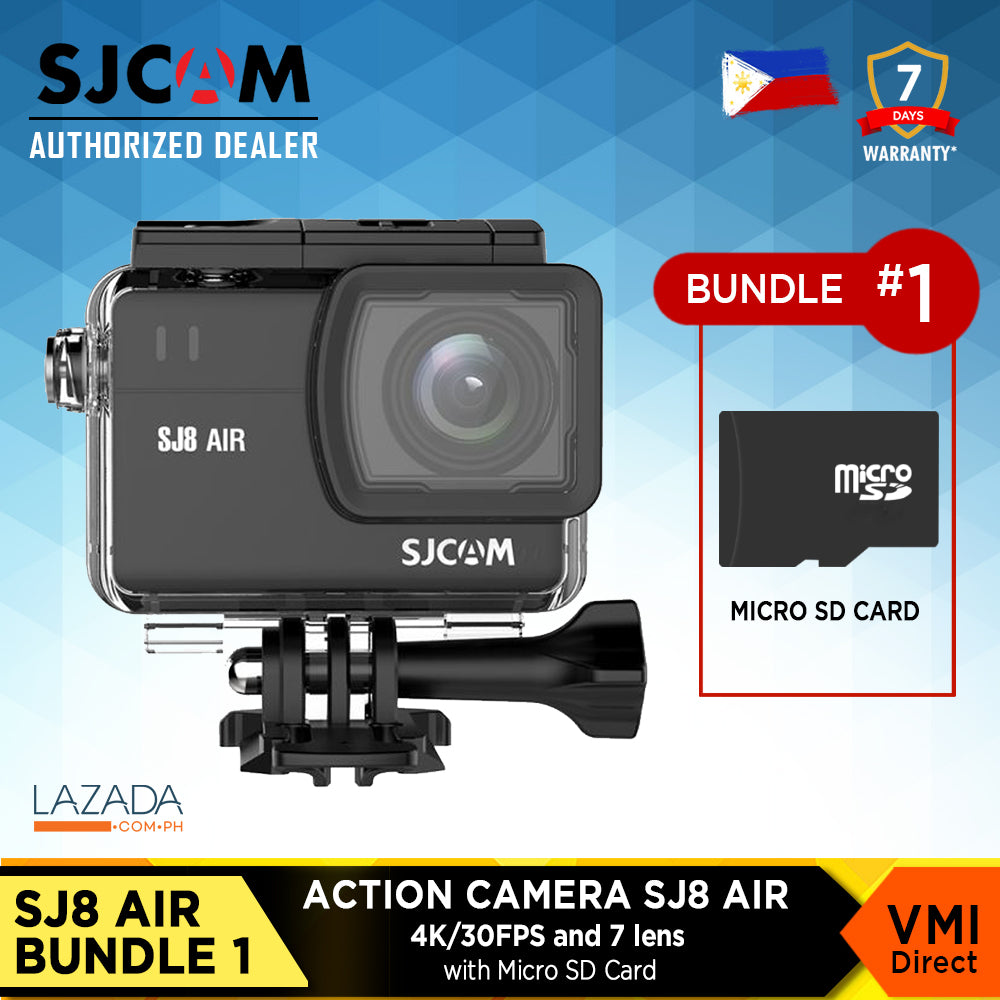 SJ8 Air Action Camera Bundle with Micro SD Card, perfect as a Helmet Vlogging Camera