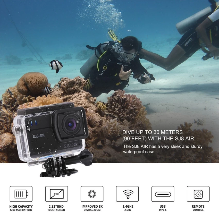 VMIDirect Helmet Vlogging Camera underwater with high capacity battery and waterproof case