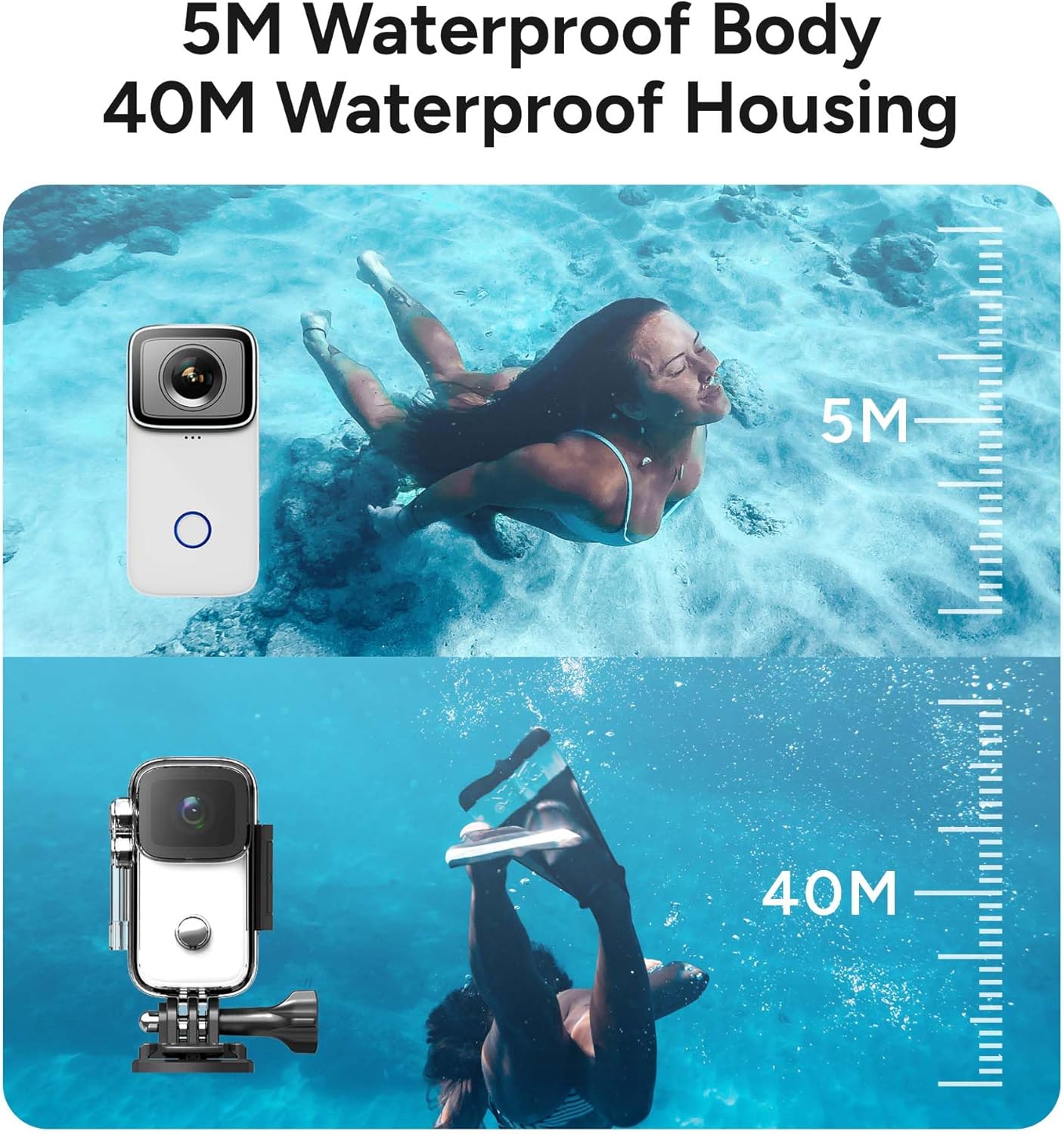 VMIDirect Mini Thumb Camera with 5M waterproof body and 40M waterproof housing for underwater adventures