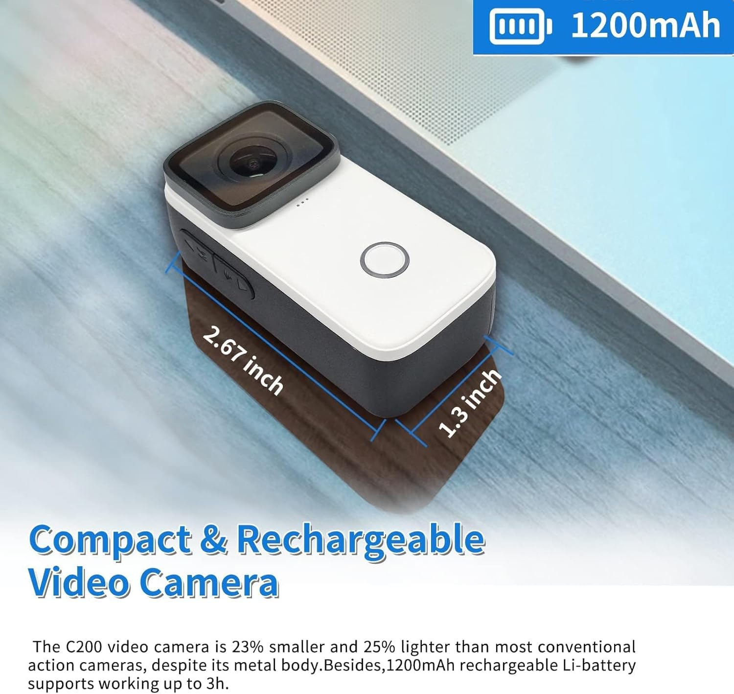 VMIDirect Mini Thumb Camera with 1200mAh battery for compact video recording and portability