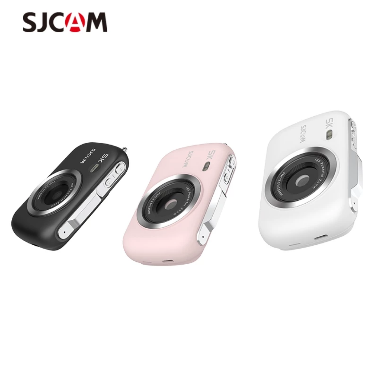 SJCAM Portable Digital Camera in black, pink, and white with compact design and user-friendly interface.