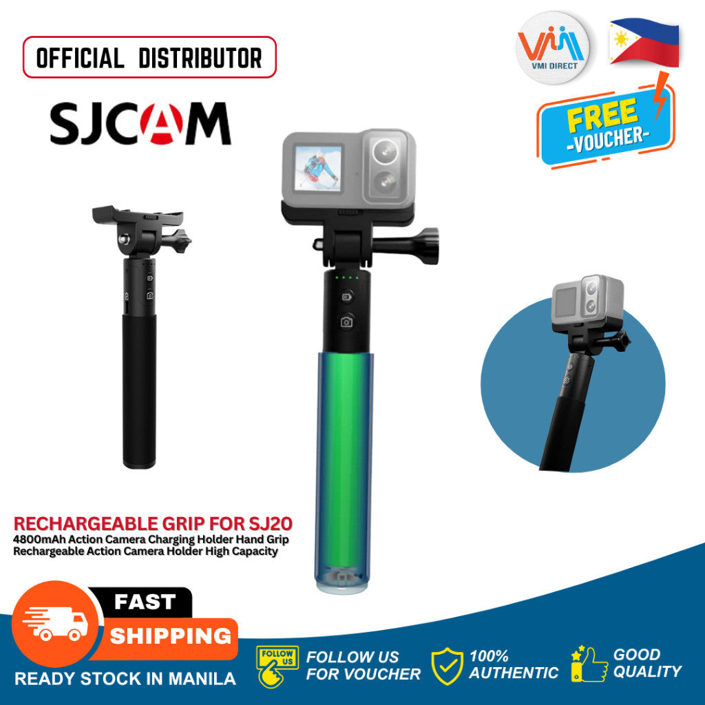 VMIDirect Rechargeable Hand Grip Mount for SJ20 with 4800mAh Capacity and Action Camera Holder