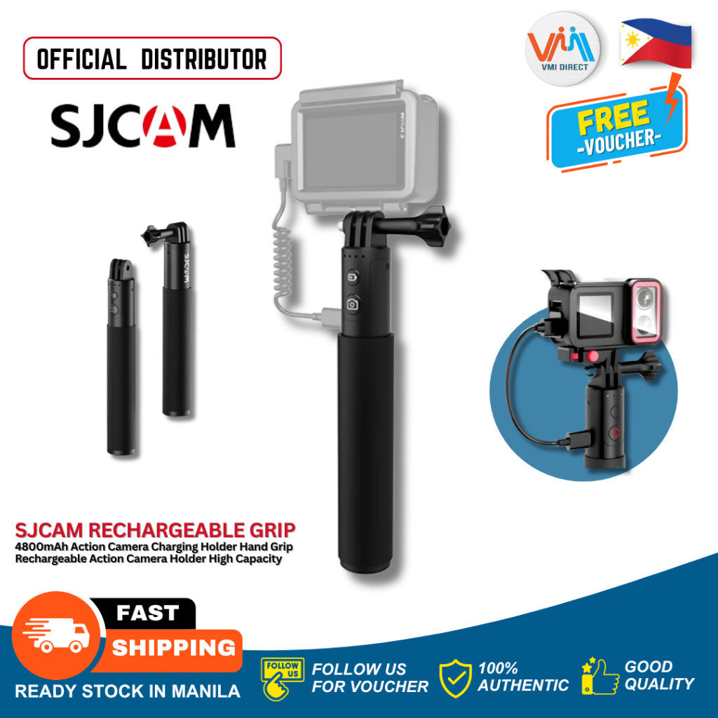 SJCAM Rechargeable Hand Grip Mount with 4800mAh for Action Cameras and High Capacity Charging
