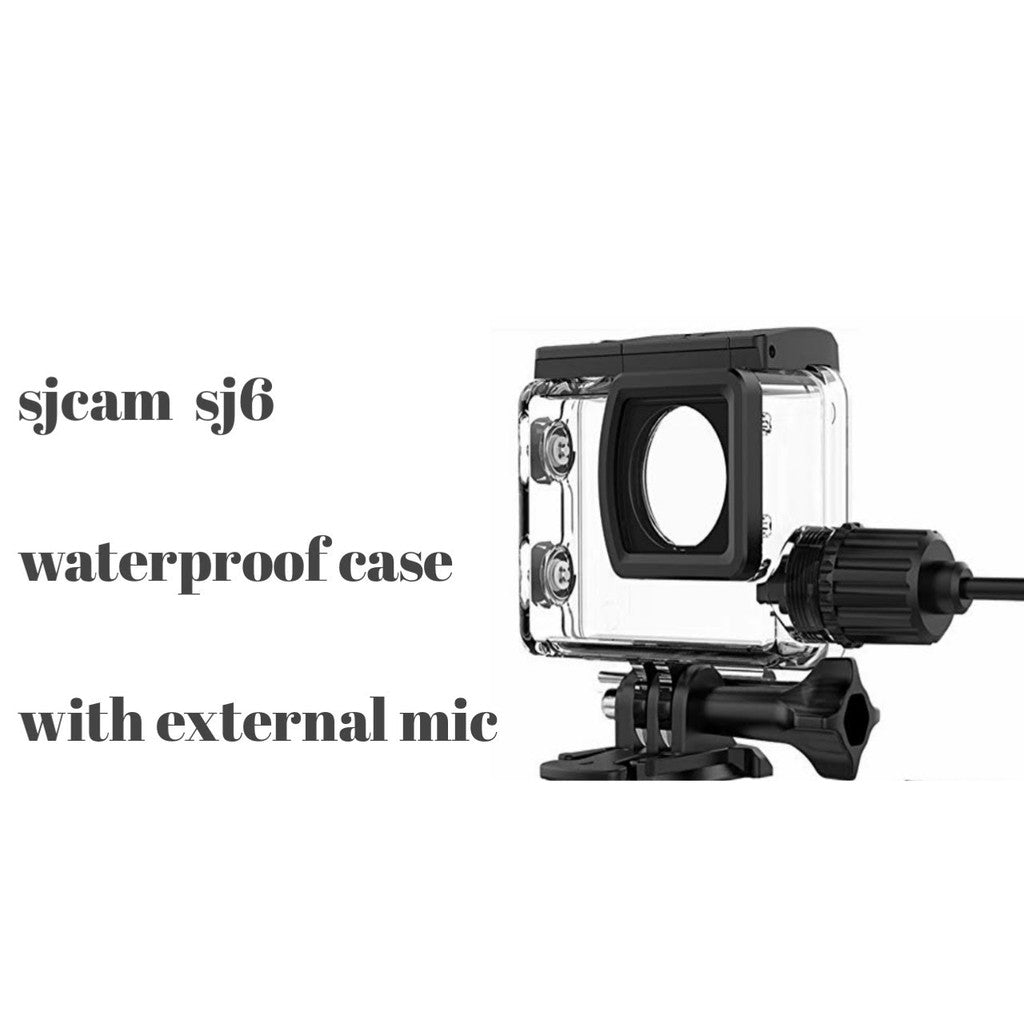 SJ6 Series Waterproof Case designed for SJCAM cameras, featuring compatibility with an external mic