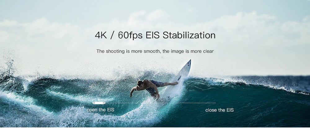 VMIDirect Action Camera with 4K 60fps EIS Stabilization for smooth surf shooting
