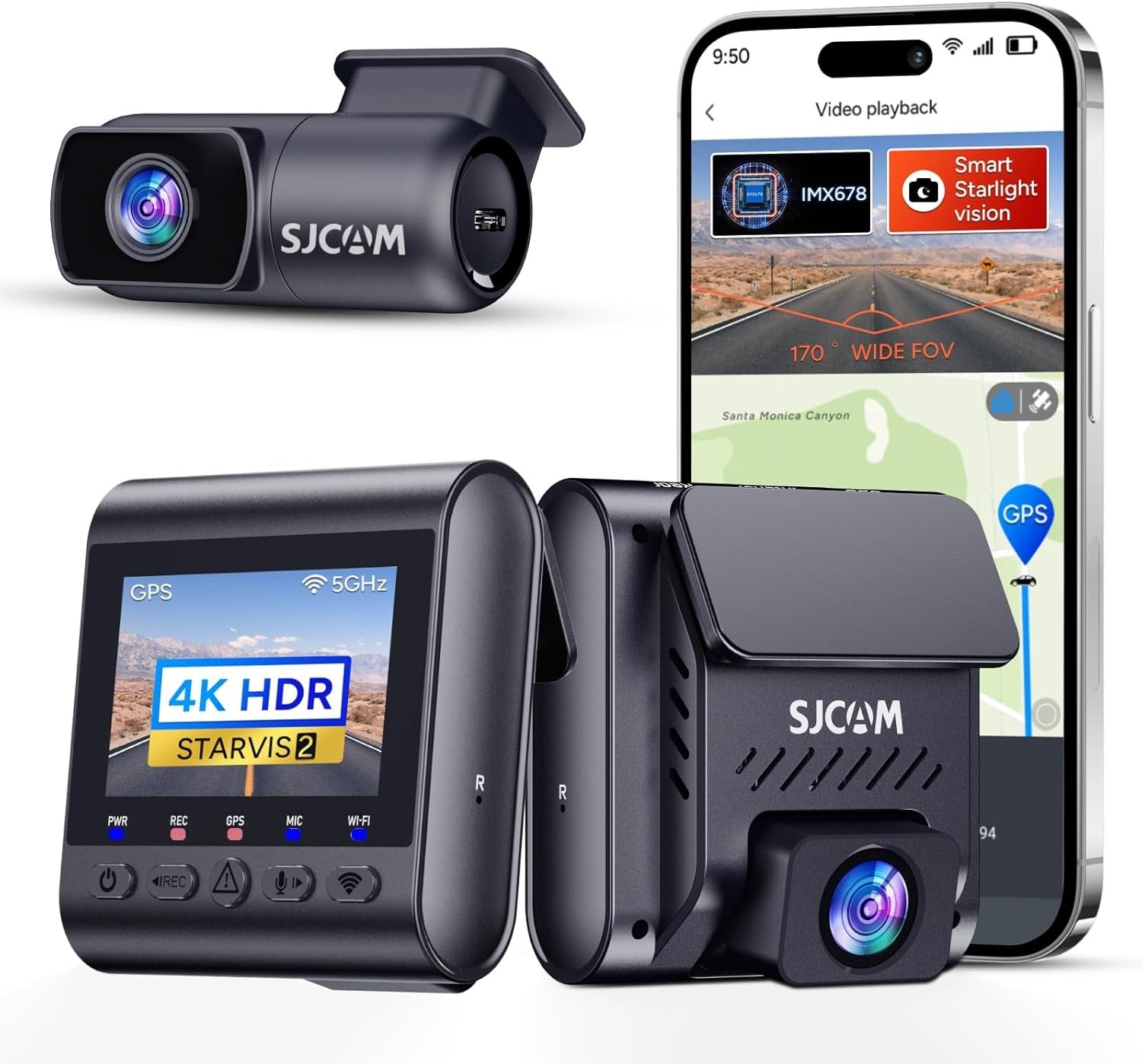 VMIDirect Starvis 2 Dash Cam with 4K HDR recording and GPS for high-quality video capture